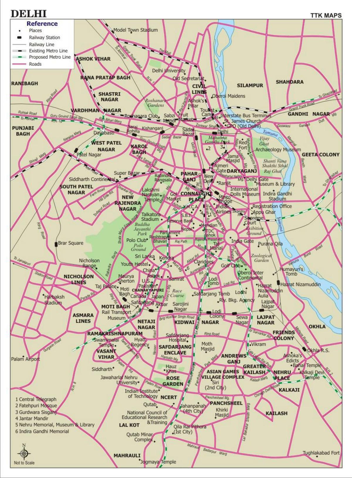 Mapa de estradas de Nova Deli