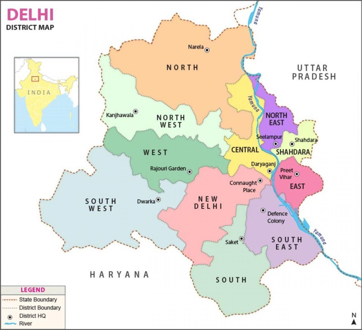 Mapa do distrito de Nova Deli