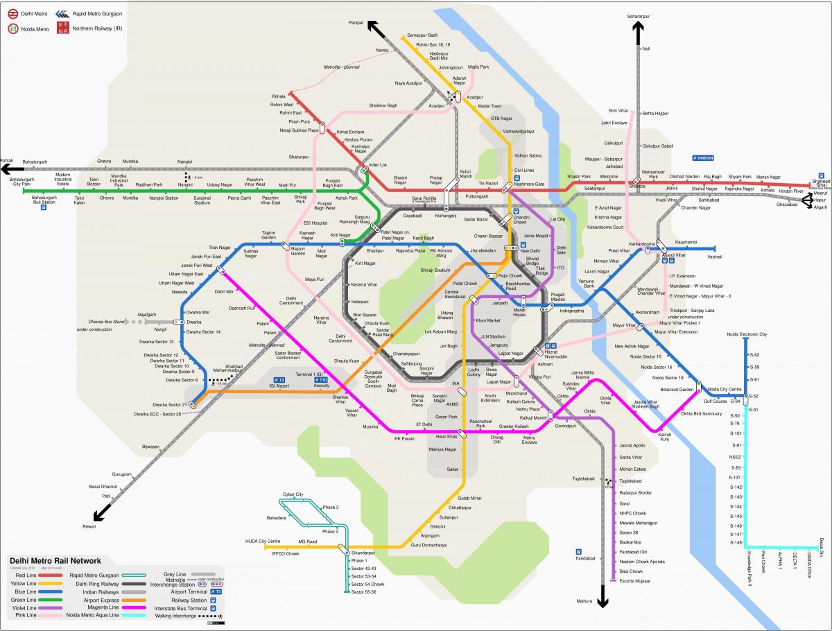 Mapa das estações ferroviárias de Nova Deli