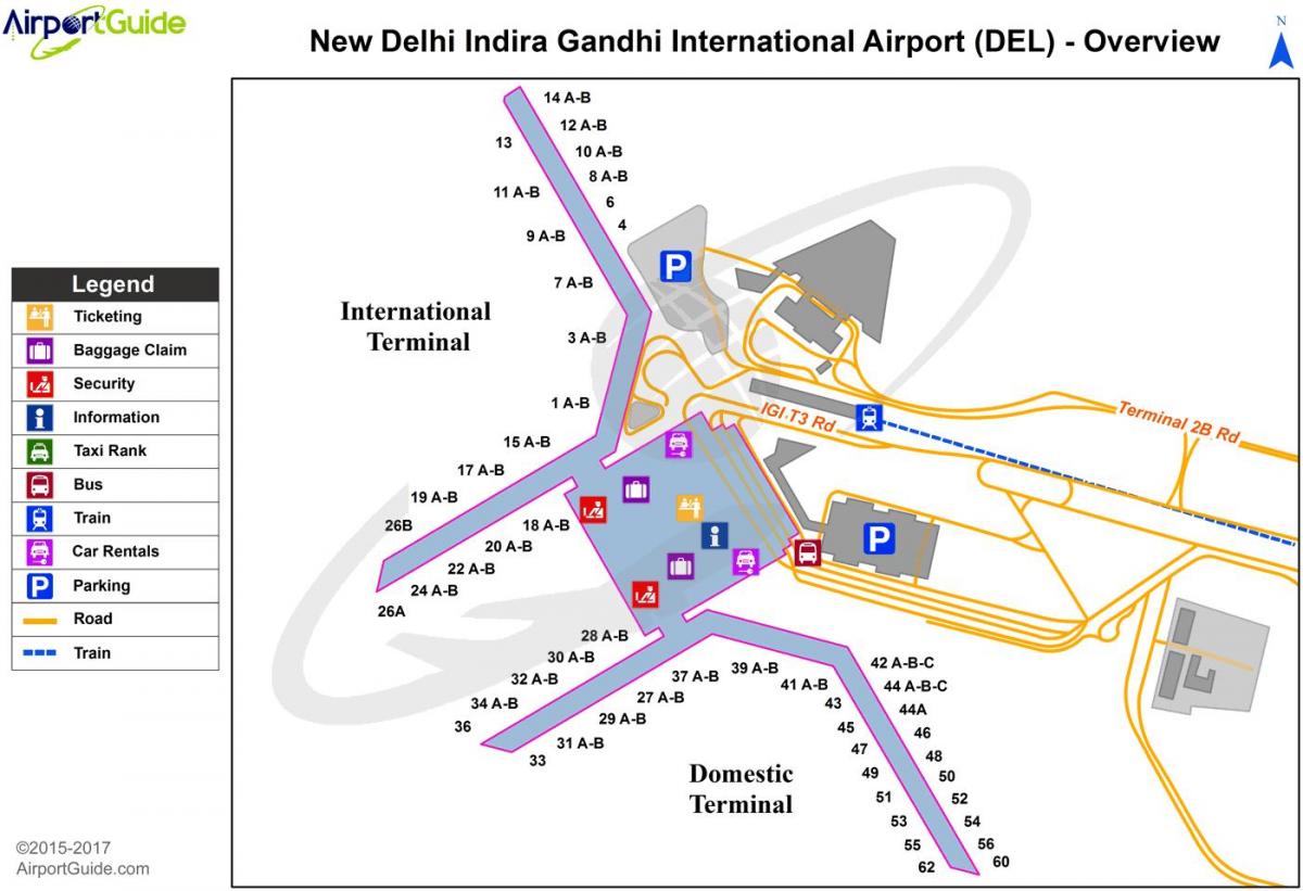 Mapa do terminal do aeroporto de Nova Deli