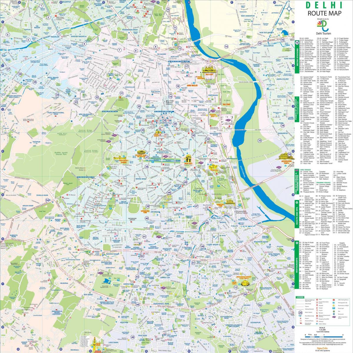 Mapa das ruas de Nova Deli