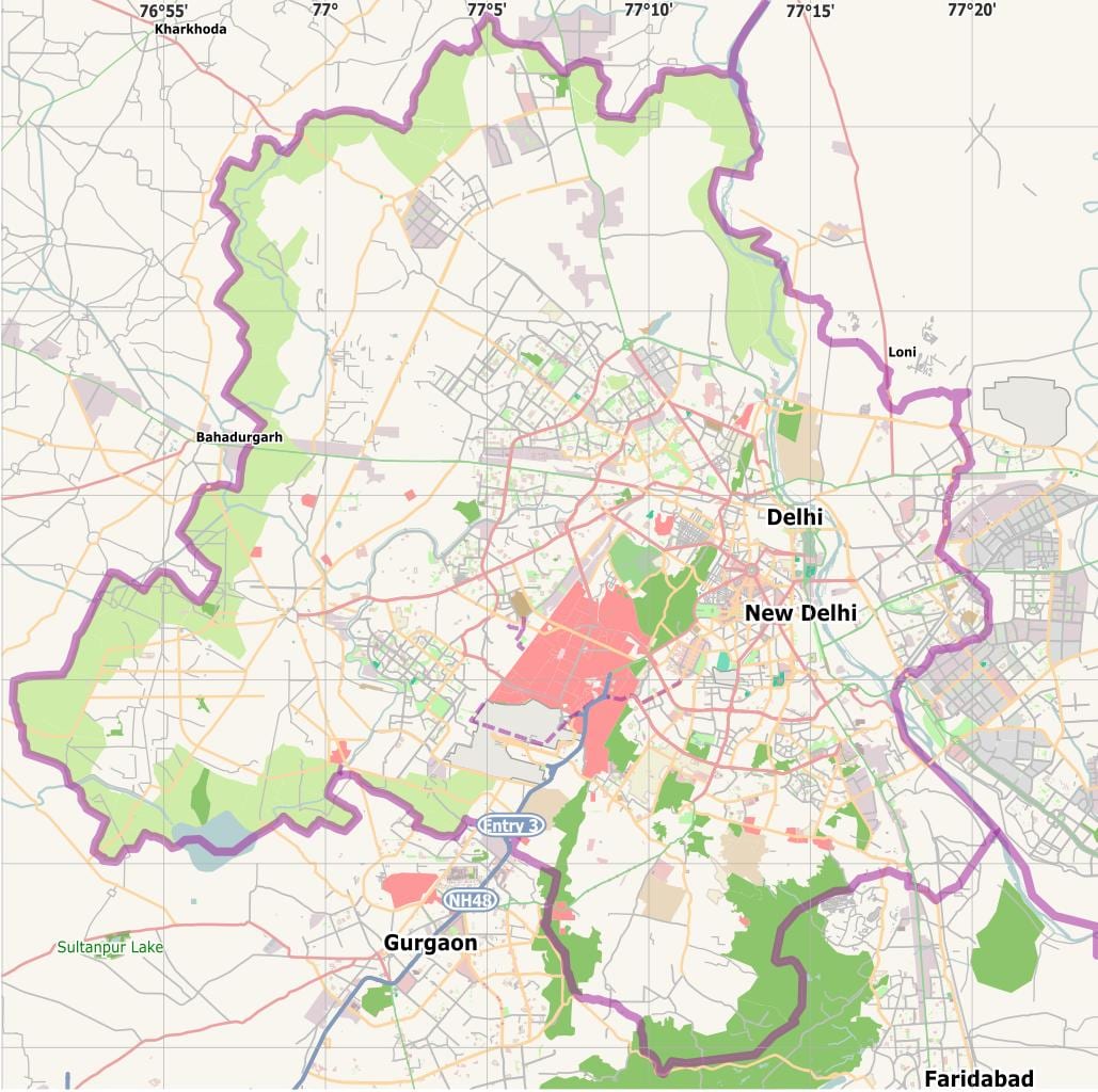 Mapa da cidade de Nova Deli